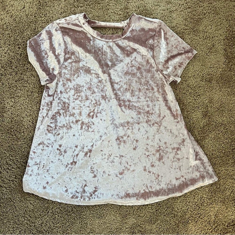 KORI America velvet pink flowy shirt